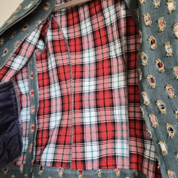 Stylish Blue Jacket with Patterned Design - Picture 5 of 7